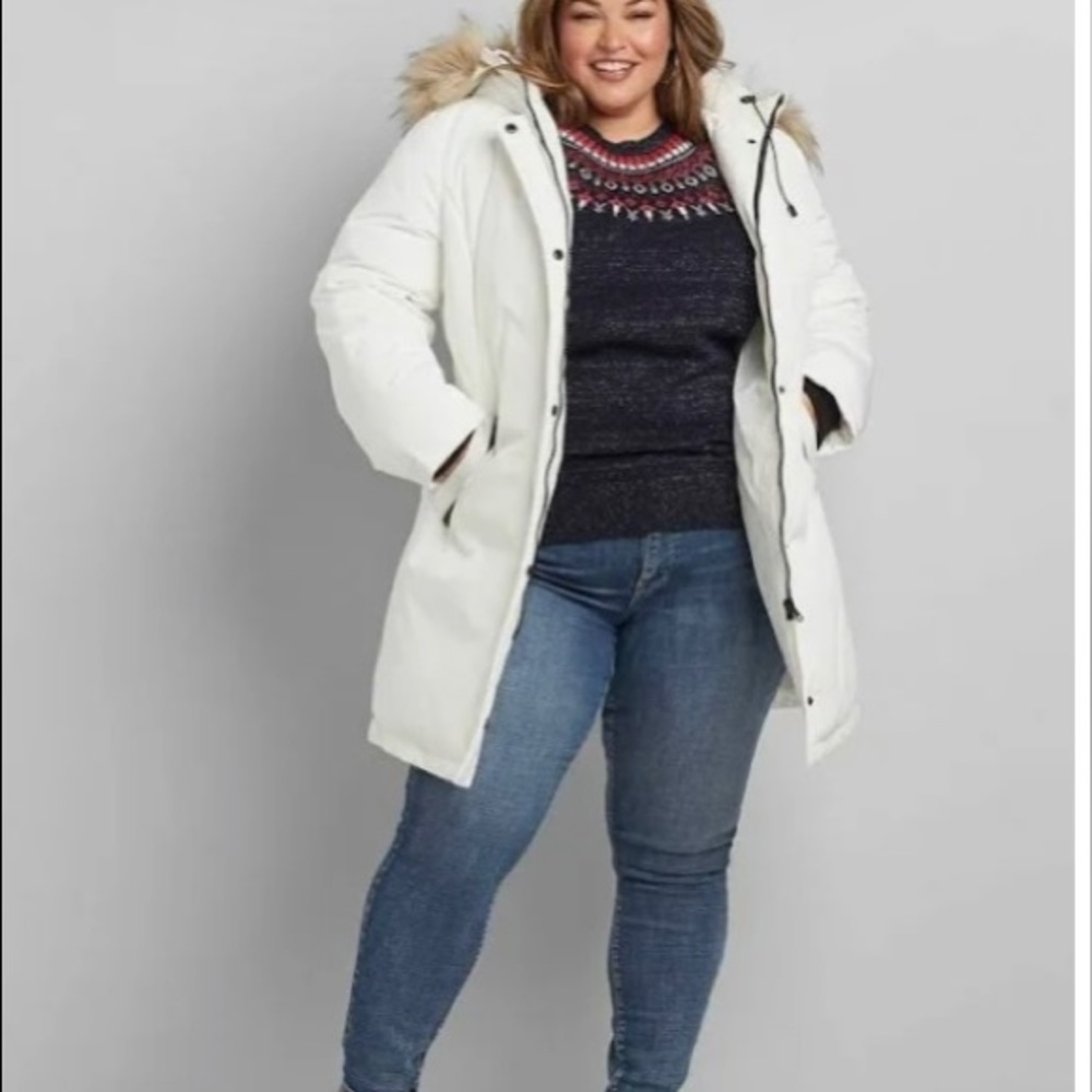 Lane Bryant- Faux-Fur Trim Hooded Parka Coat